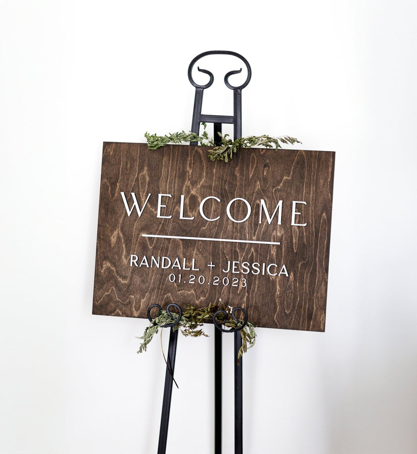 3D Minimalist wedding signage, Rustic Wedding Welcome Sign, Personalized Wood Wedding Sign, Raised Letters Wedding Name Board - Small Town Timbers