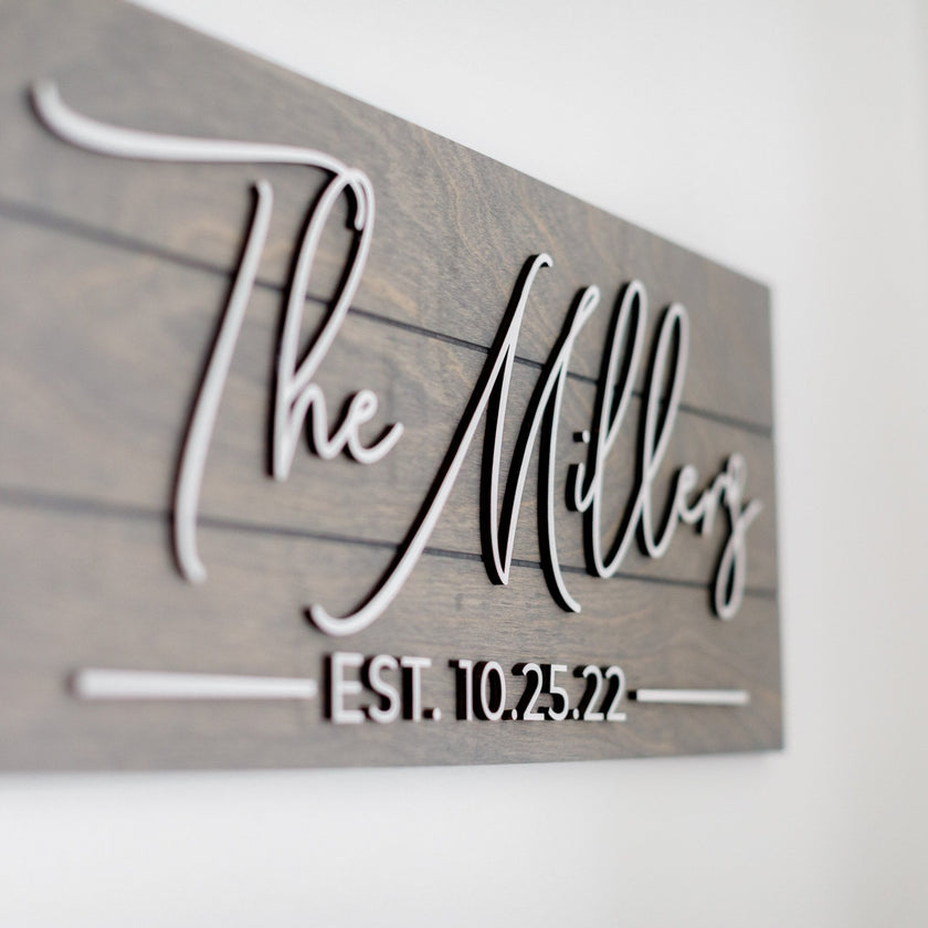 3D Wedding Gift Name Sign, Gifts For The Couple, Anniversary Gift, Personalized Engagement Sign Gift, Custom Gift for Her, Pallet Name Sign - Small Town Timbers