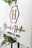 Hexagon Wedding Welcome Sign, Custom 3D Wood Wedding Sign, Ceremony Sign, Modern Wedding, Minimalist White and Champagne Sign - Small Town Timbers