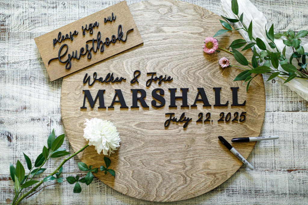 The Gilded Corner | 3D Wood Guest Book Sign by Small Town Timbers