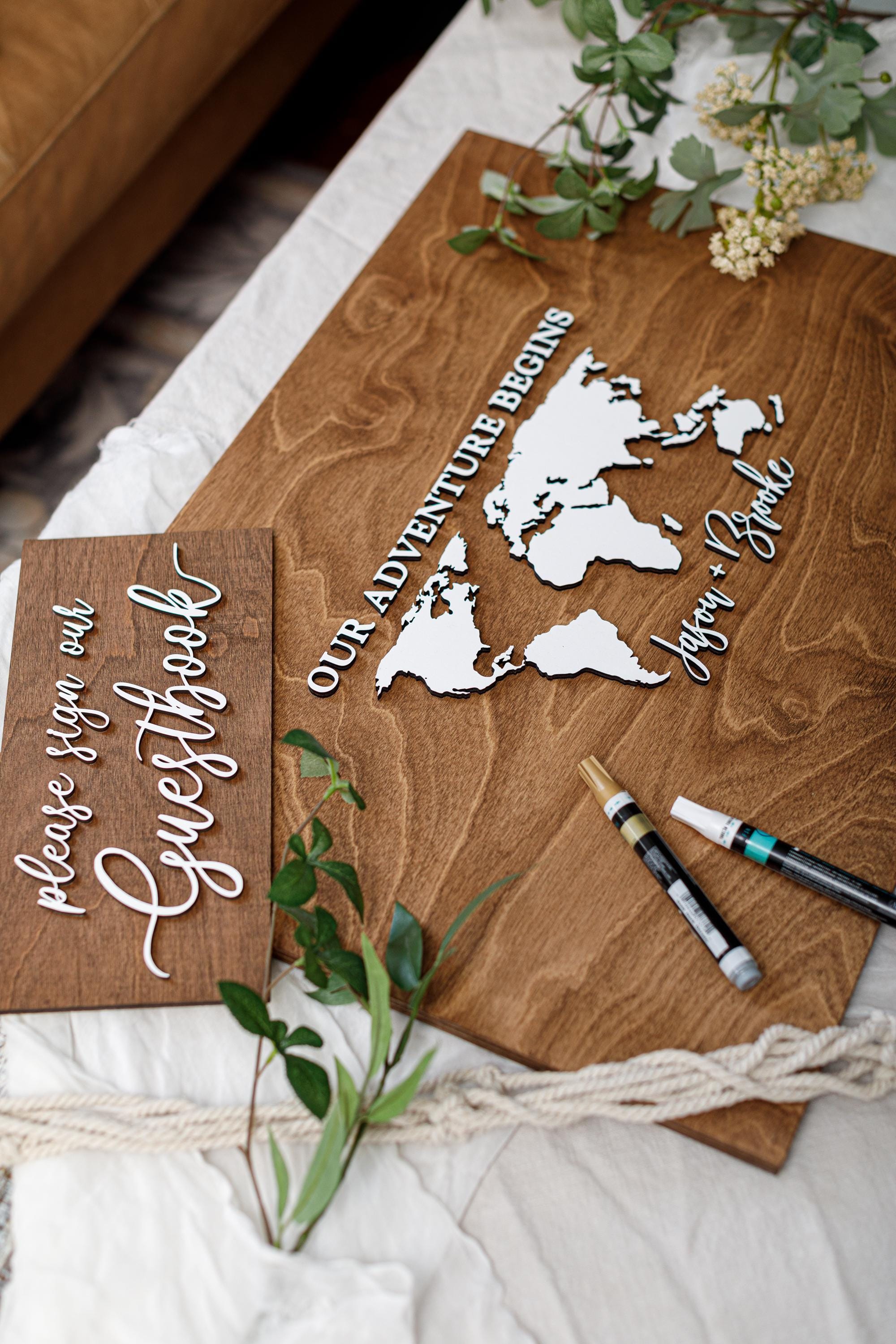 The Atlas | 3D Wood Guest Book Sign by Small Town Timbers