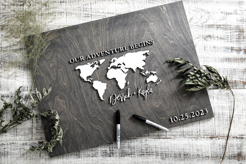 The Atlas | 3D Wood Guest Book Sign by Small Town Timbers