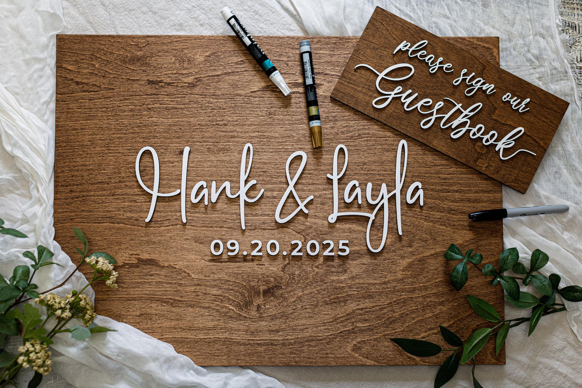The Florence | 3D Wood Guest Book Sign by Small Town Timbers