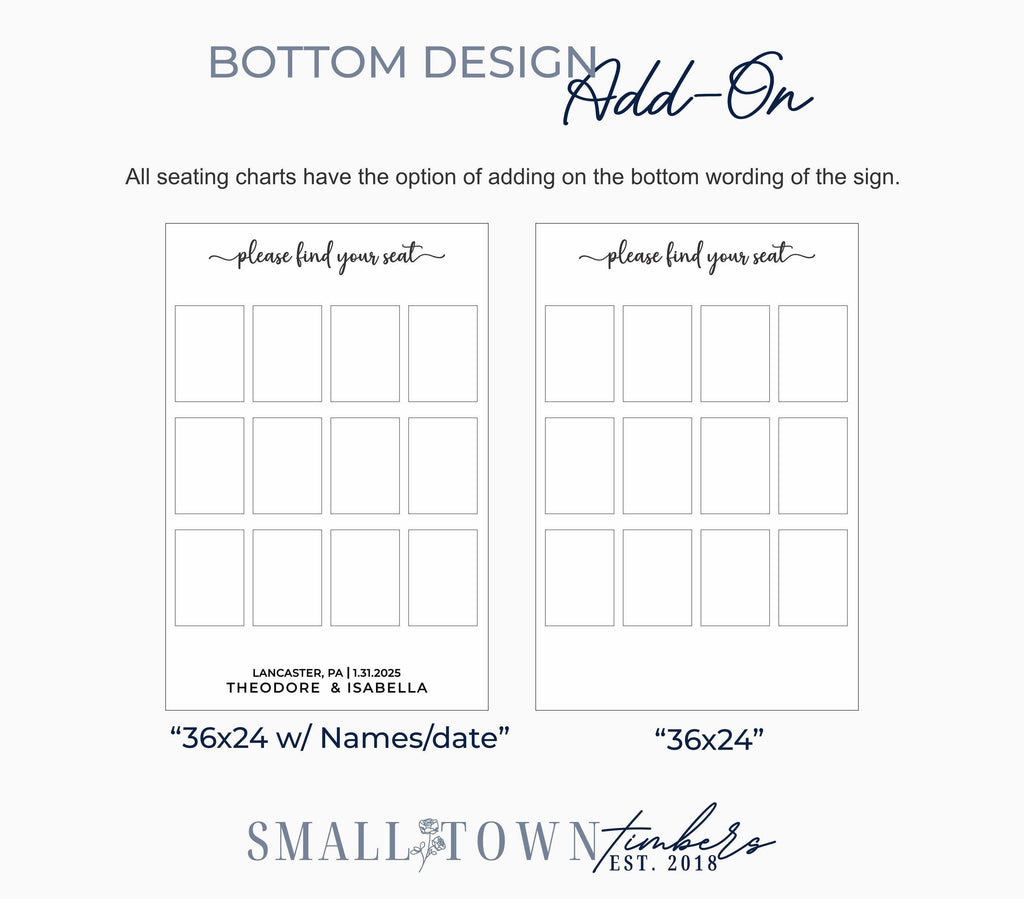 The Sparrow Sands | Wood Seating Chart Sign by Small Town Timbers