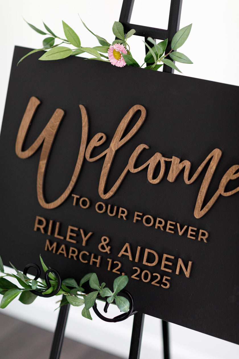 The Juliet | 3D Wood Wedding Welcome Sign by Small Town Timbers