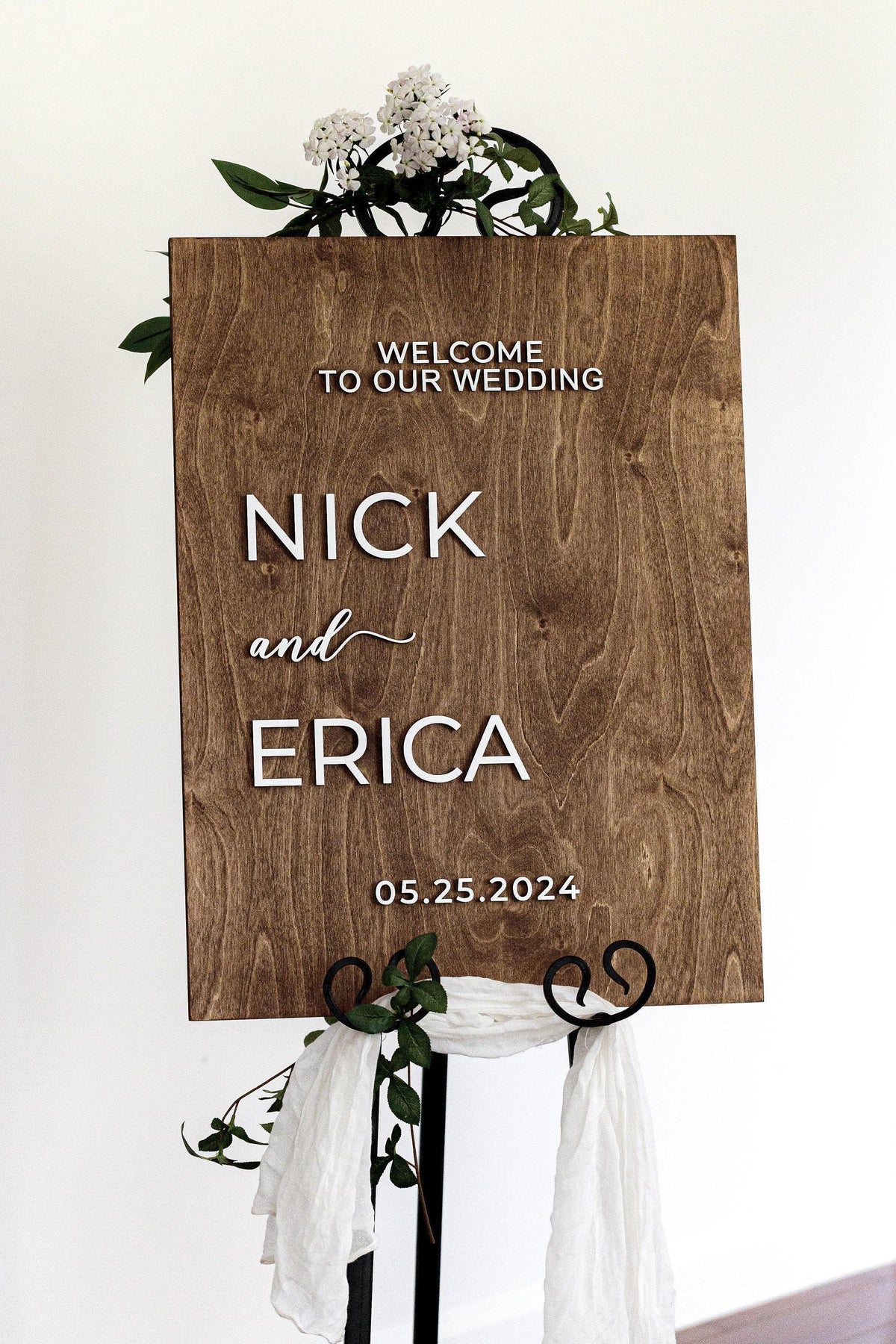The Iris | 3D Wood Wedding Welcome Sign by Small Town Timbers