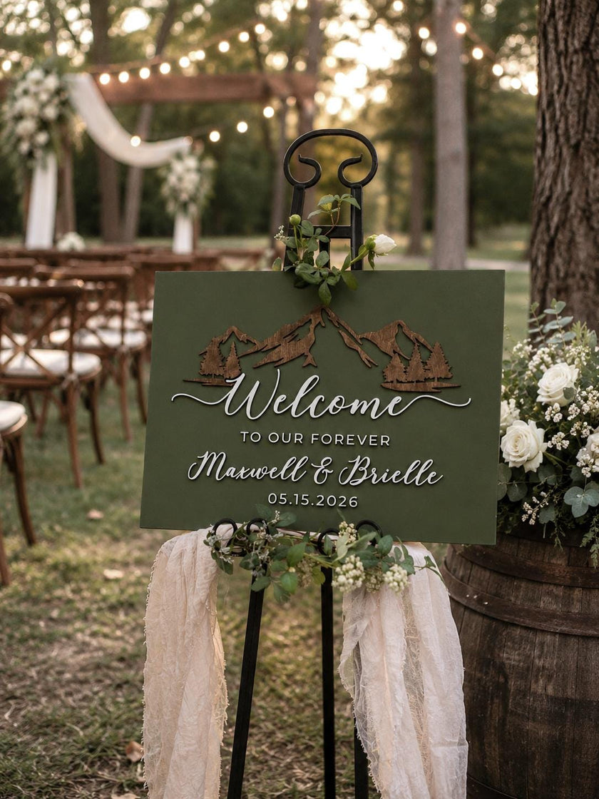 The Summit | 3D Wood Wedding Welcome Sign by Small Town Timbers