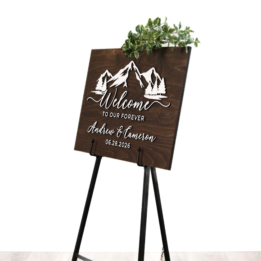 The Summit | 3D Wood Wedding Welcome Sign by Small Town Timbers