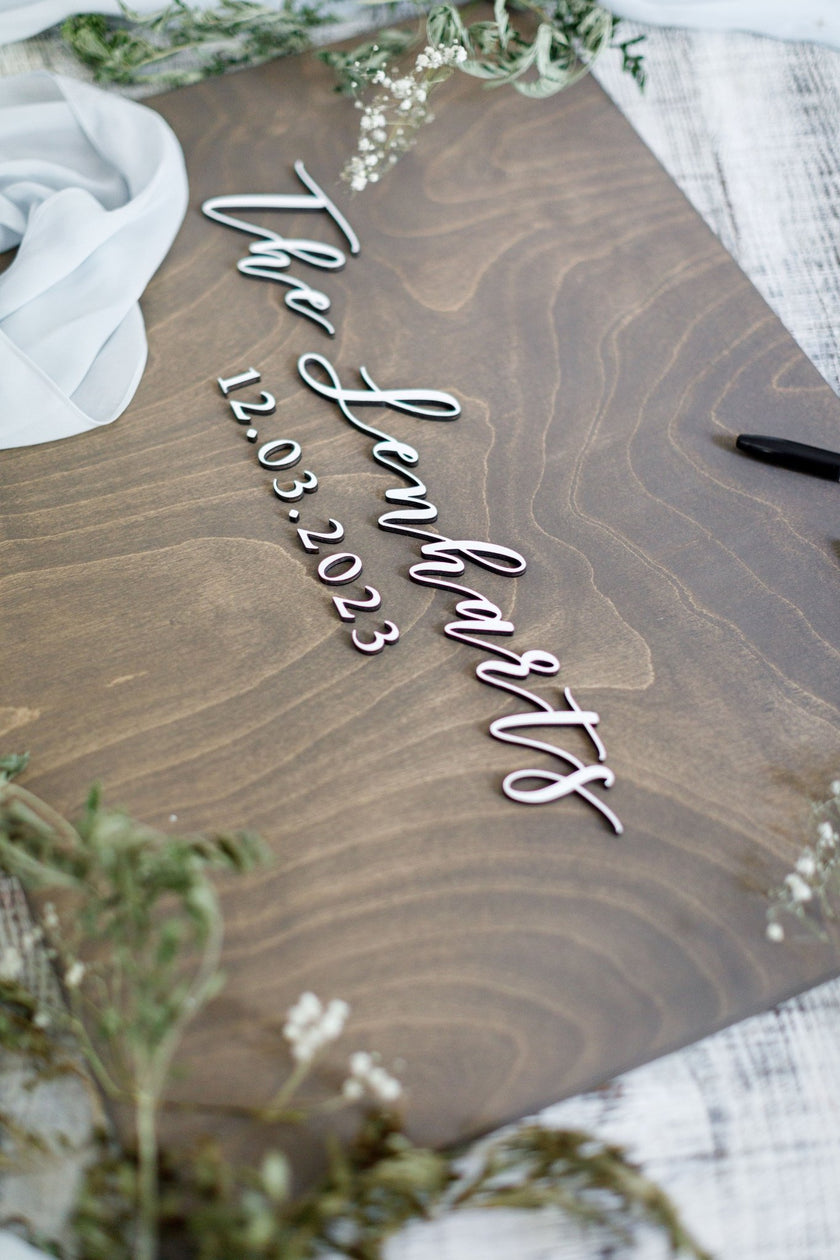 THE LENHARTS WEDDING GUEST BOOK SIGN - Small Town Timbers